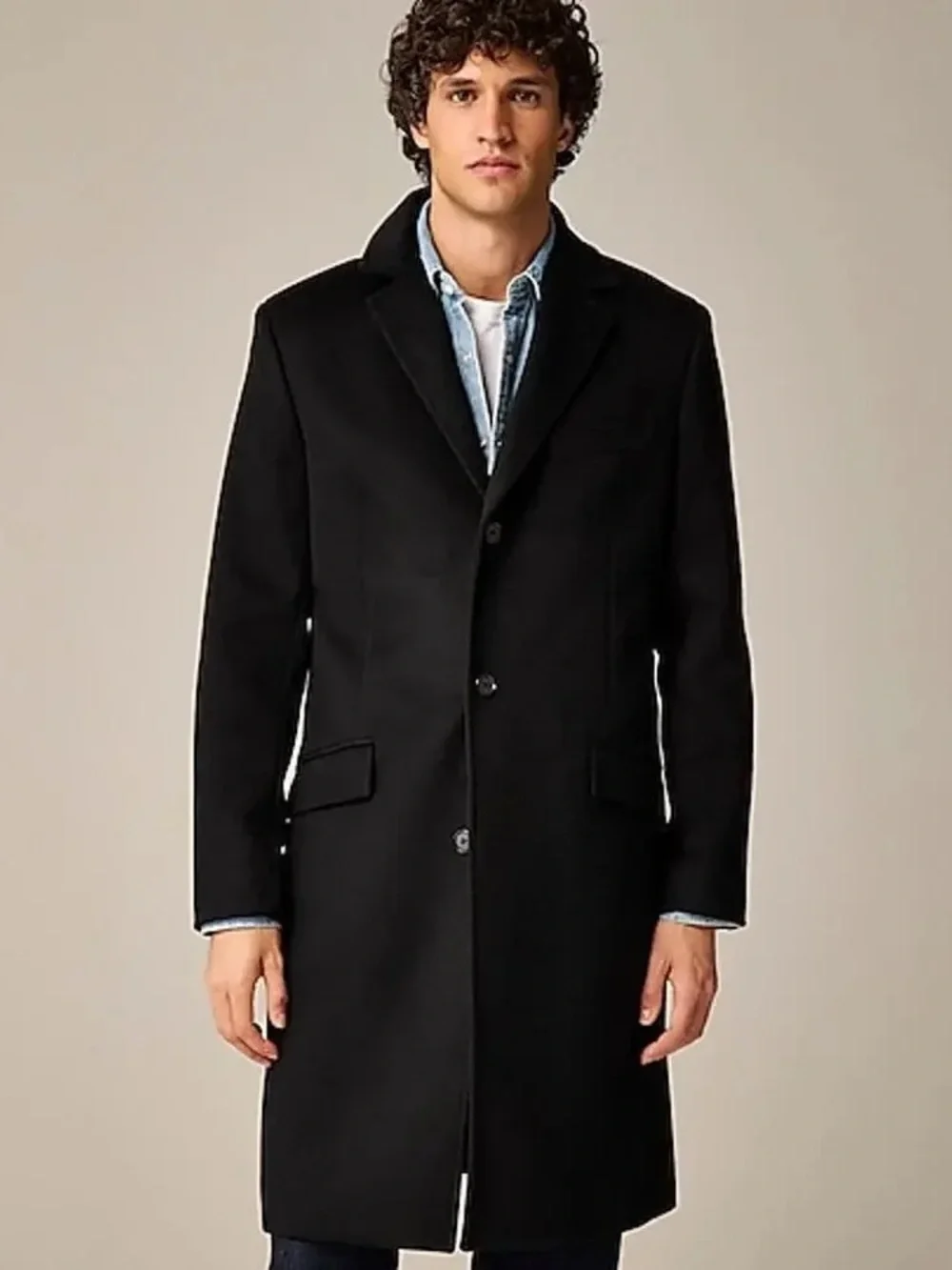 J.Crew Rivington Topcoat Italian Wool Cashmere Black Men’s 42R BS469